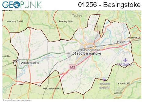 01256 View Map of the Basingstoke Area Code.